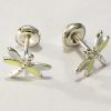 Aretes de plata ley 0,950 con peso 1 gramos. Diseño libélulas para bebes.