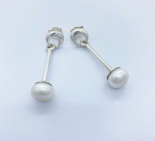 Aretes de plata con perlas naturales de cultivo