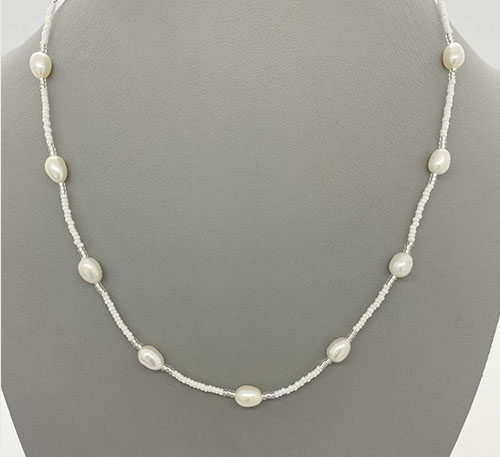 Collar  plata ley 0,925 con perlas naturales cultivo