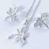 Set de aretes y dije collar libélulas de plata para niñas