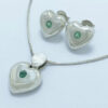 Set de aretes, dije y cadena de plata con esmeraldas naturales de Colombia