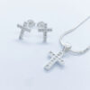 Set de aretes y dije collar de plata para niñas