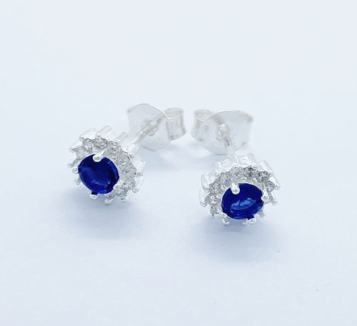 Aretes de plata con zafiro y circones