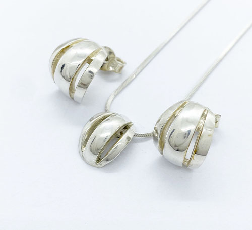 Set dije collar y aretes de plata ley 0,925