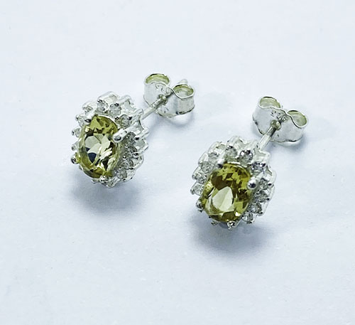 Aretes de plata con topacios amarillos