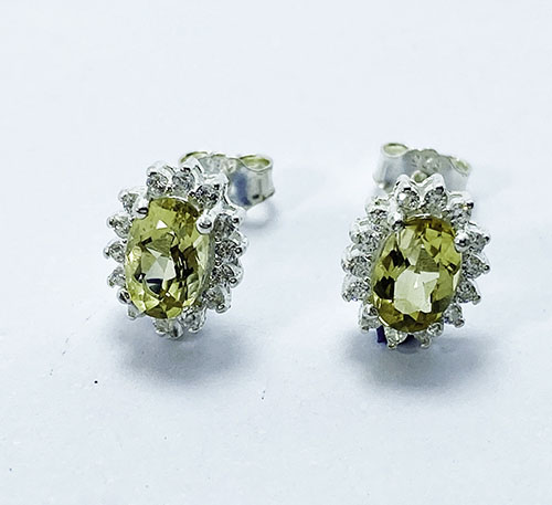 Aretes de plata con topacios amarillos