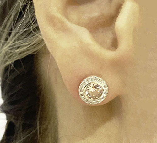 Aretes de plata con rosa de Francia y circones