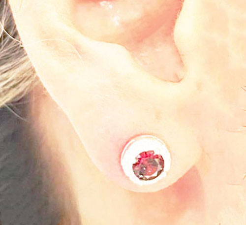Aretes de plata con granate natural y circones