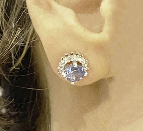 Aretes de plata con topacio azul y circones