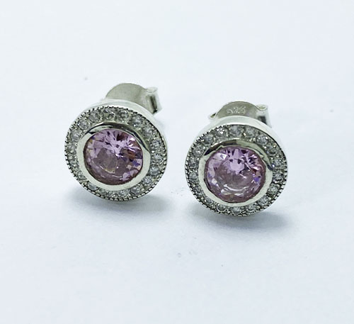 Aretes de plata con cuarzo rosa