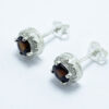 Aretes de plata con granate natural y circones