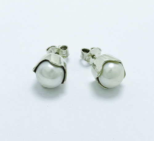 Aretes de plata con perlas naturales